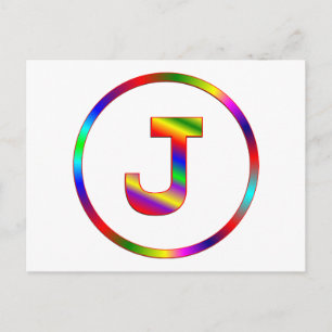 Letter J Rainbow Postkarte