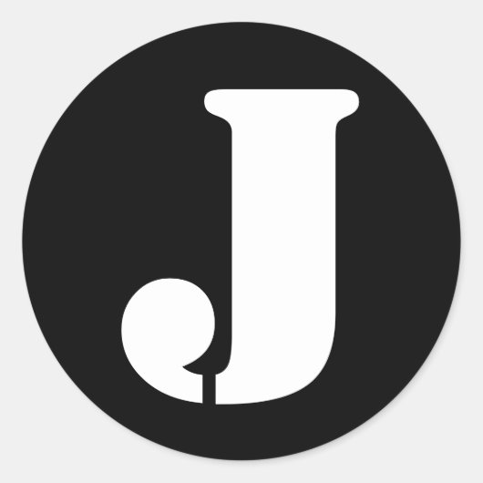 Letter J Stencil Alphabet von Janz Black Runder Aufkleber (Vorderseite)