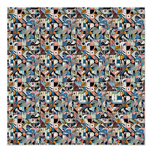 LETTER J STEREOGRAM 20"x20", Semi-Gloss, No Frame Poster (Vorderseite)