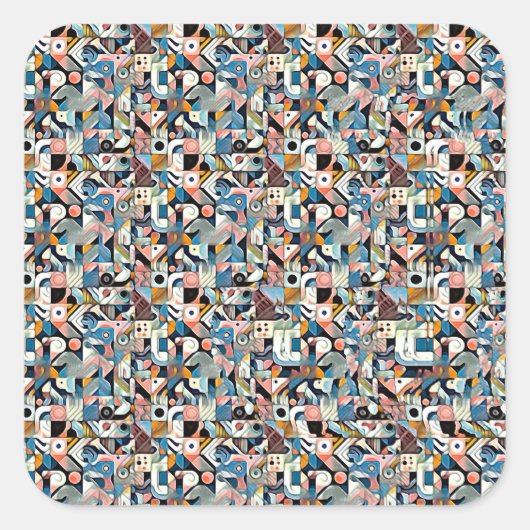 Letter J Stereogram, Set of 6, Large 3x3 Quadratischer Aufkleber (Vorderseite)