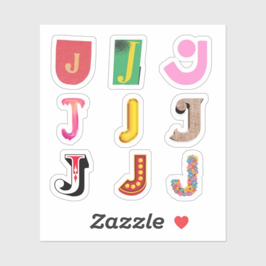 Letter J Stickers Aufkleber (Blatt)