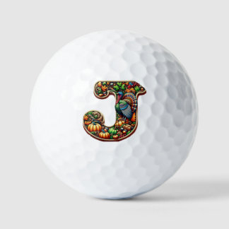 Letter J Thanksgiving style gift  Golfball