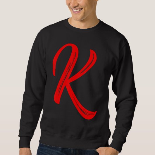Letter K Alphabet Large Red Graphic Initial Sweatshirt (Vorderseite)