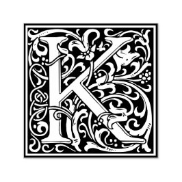 Letter K Art Nouveau Schwarz/Weiß Tile Permastempel