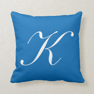 Letter K Blue Monogram Pilze Kissen