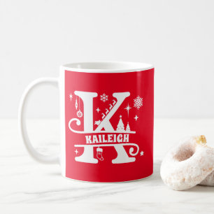Letter K Christmas Monogram Initial Name Red Kaffeetasse