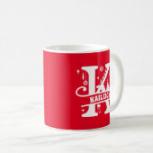 Letter K Christmas Monogram Initial Name Red Kaffeetasse (VorderseiteRechts)