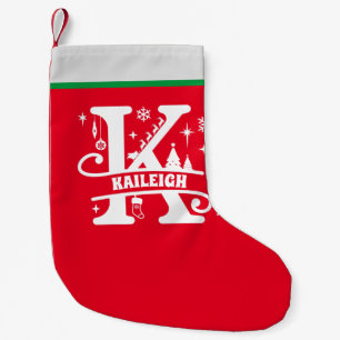 Letter K Christmas Monogram Initial Name Red White Kleiner Weihnachtsstrumpf