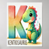 Letter K, Dinosaur Alphabet Watercolor Poster (Vorne)
