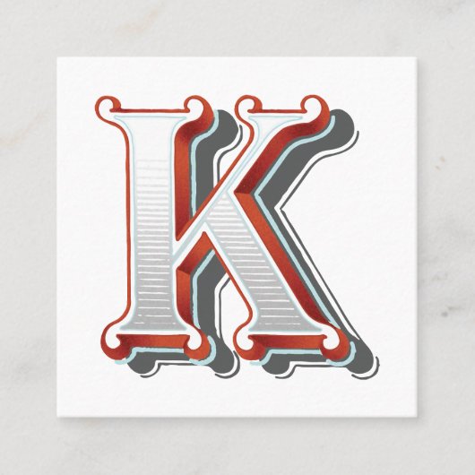 Letter "K" Elegant bestickt Quadratische Visitenkarte (Vorderseite)