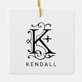 Letter K Elegant Monogram Christmas Ornament