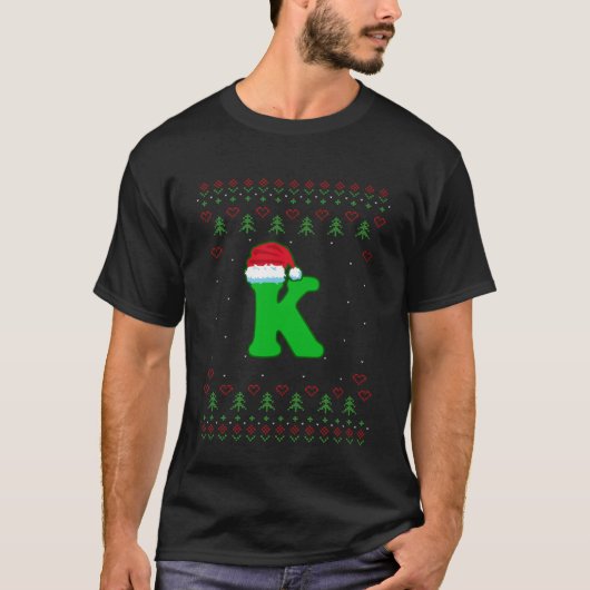 Letter K Father Weihnachts Weihnachtsmann Hat Alph T-Shirt (Vorderseite)