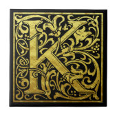 Letter K First Letter Imitat Gold Black Fliese (Vorderseite)
