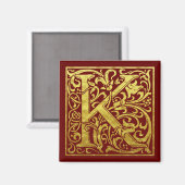 Letter K First Letter Imitats Gold Red Magnet (Vorderseite/Rückseite)