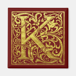 Letter K First Letter Imitats Gold Red Magnet