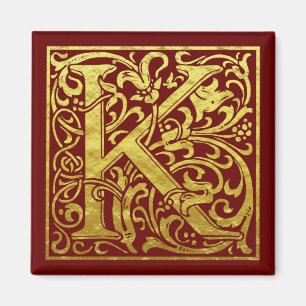 Letter K First Letter Imitats Gold Red Magnet