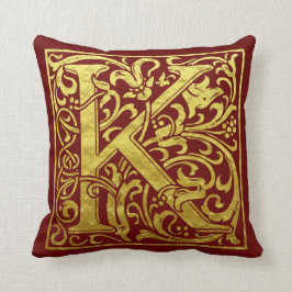 Letter K First Letter Imitats Gold und Rot Kissen