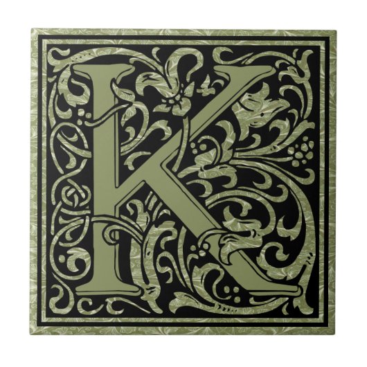 Letter K First Letter Monogram Fliese (Vorderseite)