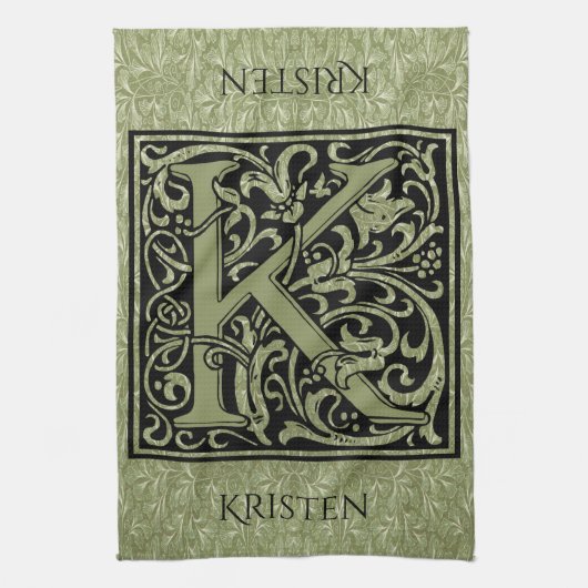 Letter K First Letter Monogram Personalisiert Geschirrtuch (Vertikal)