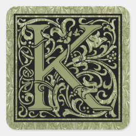 Letter K First Letter Monogram Quadratischer Aufkleber