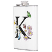 Letter K Floral Watercolor Butterfly Monogram Flachmann (Links)