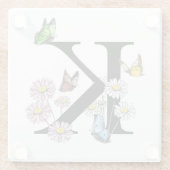 Letter K Floral Watercolor Butterfly Monogram Glasuntersetzer (Rückseite)