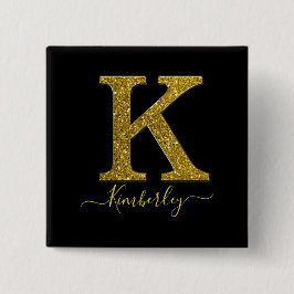 Letter K Glitzer Button