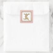 Letter K - Gold & Lace Classic Siegel Quadratischer Aufkleber (Tasche)