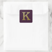 Letter K Gold Square Sticker (Tasche)