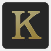 Letter K Gold Square Sticker (Vorderseite)
