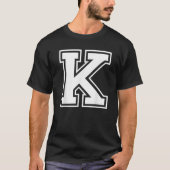 Letter K Hauptstadt Alphabet Uni Varsity Monogramm T-Shirt (Vorderseite)
