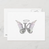 Letter K Initial Monogram mit Angel Wings & Halo Postkarte (Vorne/Hinten)