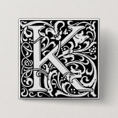 Letter K Medieval Monogram Art Nouveau Button (Vorderseite)
