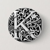 Letter K Medieval Monogram Art Nouveau Button (Vorderseite)