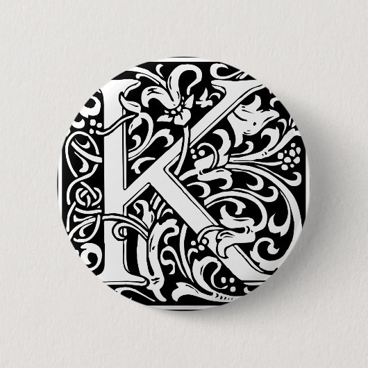 Letter K Medieval Monogram Art Nouveau Button (Vorderseite)