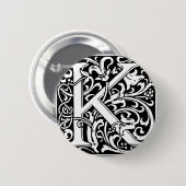 Letter K Medieval Monogram Art Nouveau Button (Vorne & Hinten)