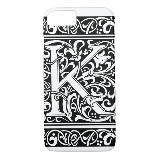 Letter K Medieval Monogram Art Nouveau Case-Mate iPhone Hülle (Rückseite)