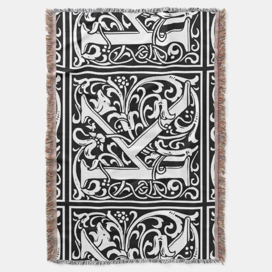 Letter K Medieval Monogram Art Nouveau Decke (Vorderseite Vertikal)