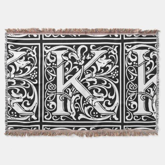 Letter K Medieval Monogram Art Nouveau Decke (Vorderseite)