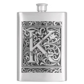Letter K Medieval Monogram Art Nouveau Flachmann (Vorderseite)