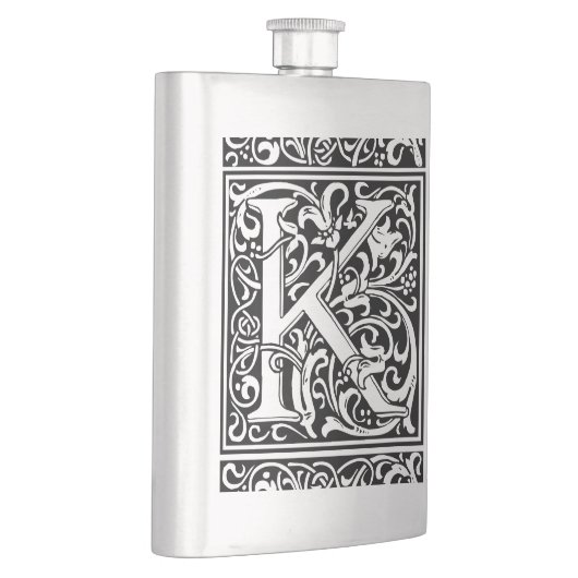 Letter K Medieval Monogram Art Nouveau Flachmann (Rechts)