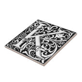 Letter K Medieval Monogram Art Nouveau Fliese (Seite)
