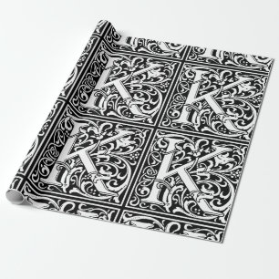 Letter K Medieval Monogram Art Nouveau Geschenkpapier