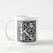 Letter K Medieval Monogram Art Nouveau Kaffeetasse (Links)