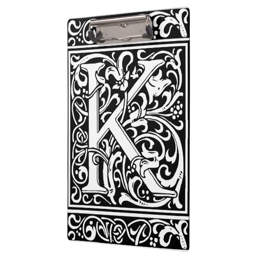 Letter K Medieval Monogram Art Nouveau Klemmbrett (Links)