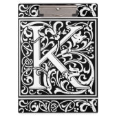 Letter K Medieval Monogram Art Nouveau Klemmbrett (Vorderseite)