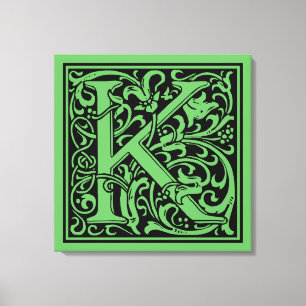 Letter K Medieval Monogram Art Nouveau Leinwanddruck