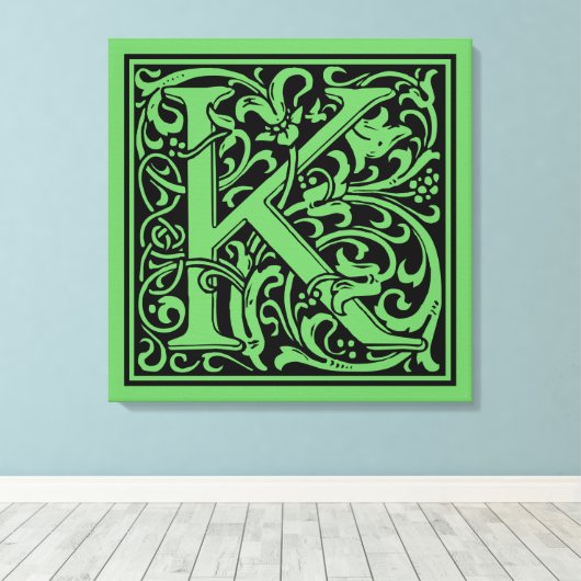 Letter K Medieval Monogram Art Nouveau Leinwanddruck (Insitu (Holzboden))