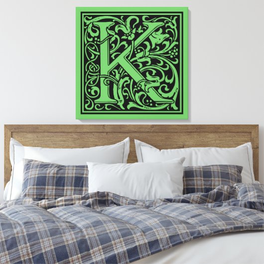 Letter K Medieval Monogram Art Nouveau Leinwanddruck (Insitu (Schlafzimmer))