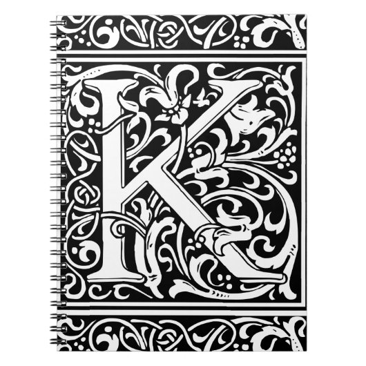 Letter K Medieval Monogram Art Nouveau Notizblock (Vorderseite)